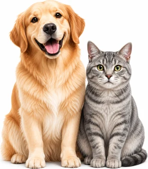 A dog and a cat